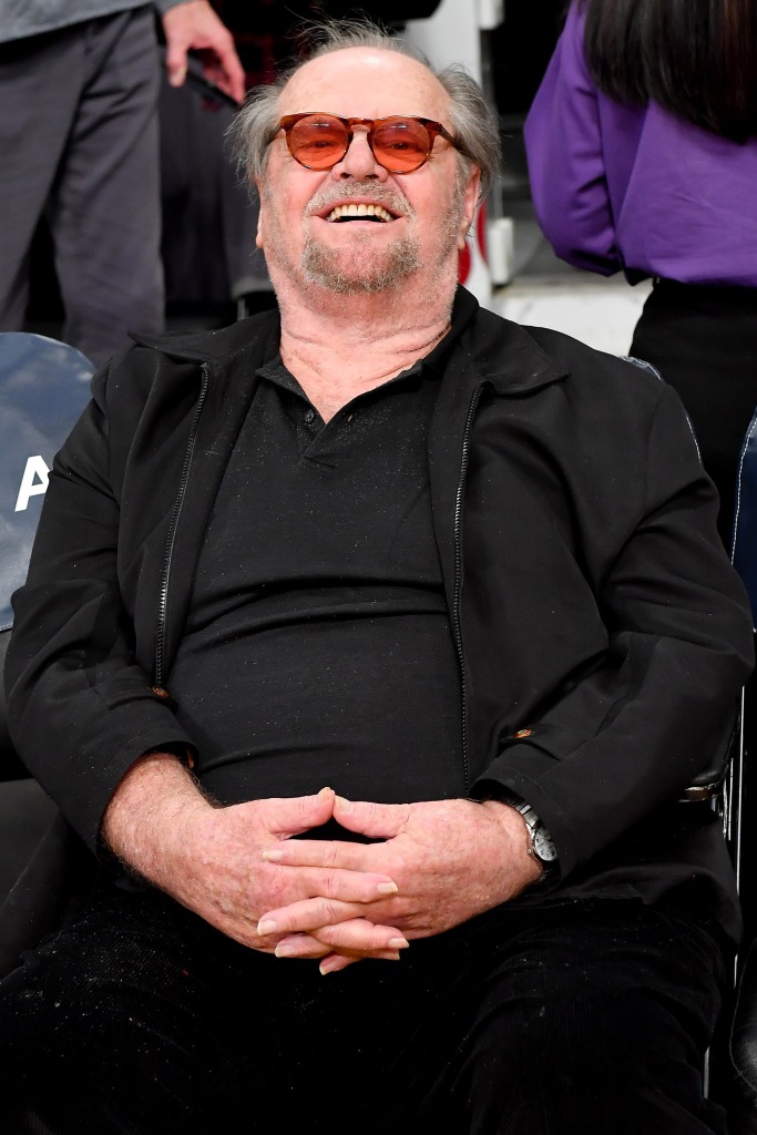 Jack Nicholson attends a basketball game between the Los Angeles Lakers and the New York Knicks at Staples Center on January 07, 2020 in Los Angeles, California