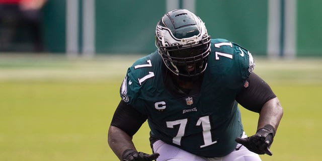 Jason Peters of the Philadelphia Eagles blocks against the Cincinnati Bengals at Lincoln Financial Field Sept. 27, 2020, in Philadelphia.