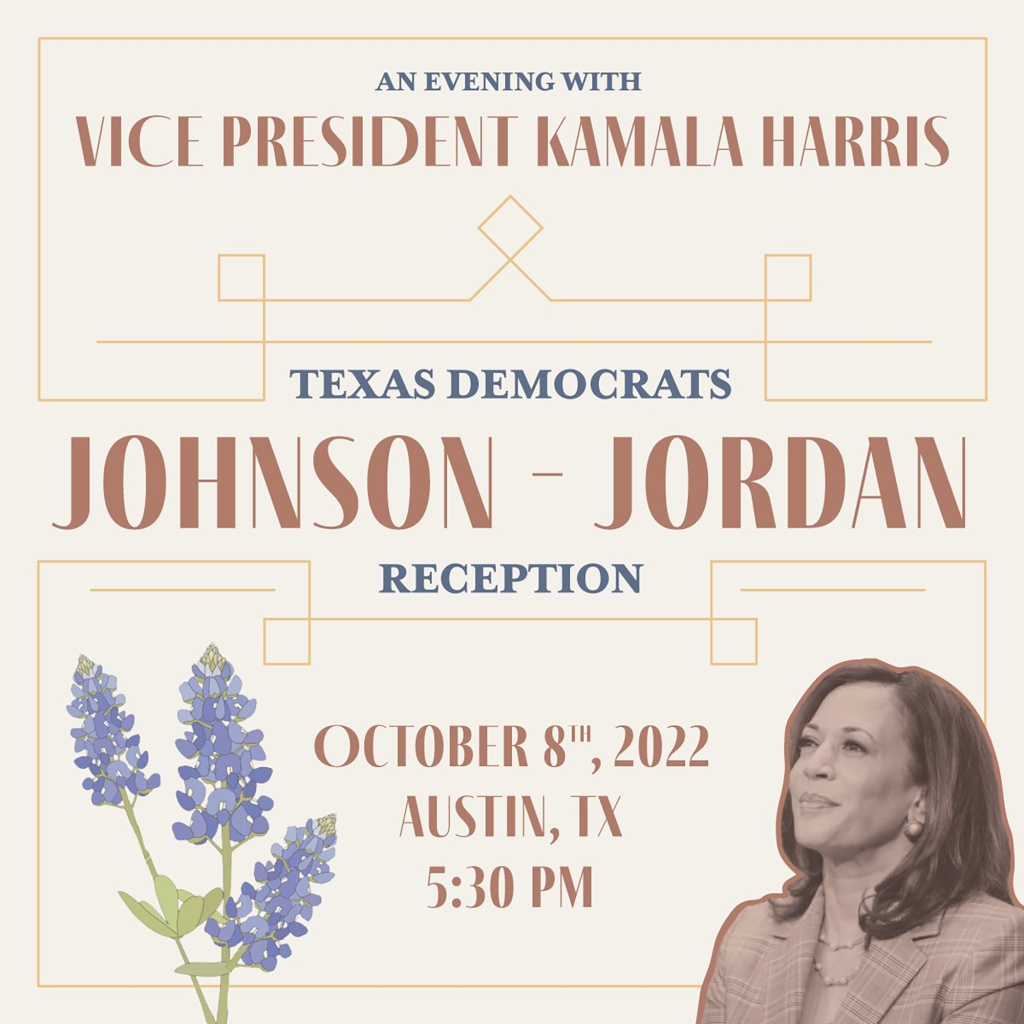 A picture showing that Vice President Harris will be the keynote speaker for the annual Johnson-Jordan Reception. 