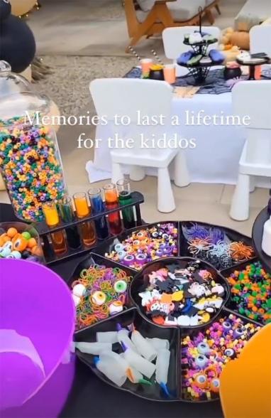 The youngest members of famous family were treated to colorful sweets, toys and treats at Khloe's party.