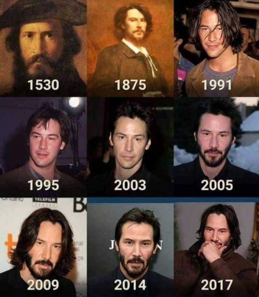 The Keanu Reeves time travel theories are getting stronger every day.