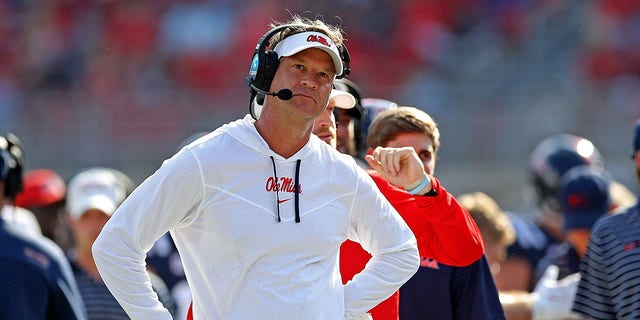 Head coach Lane Kiffin of the Mississippi Rebels during a game against the Tulsa Golden Hurricane at Vaught-Hemingway Stadium Sept. 24, 2022, in Oxford, Miss. 