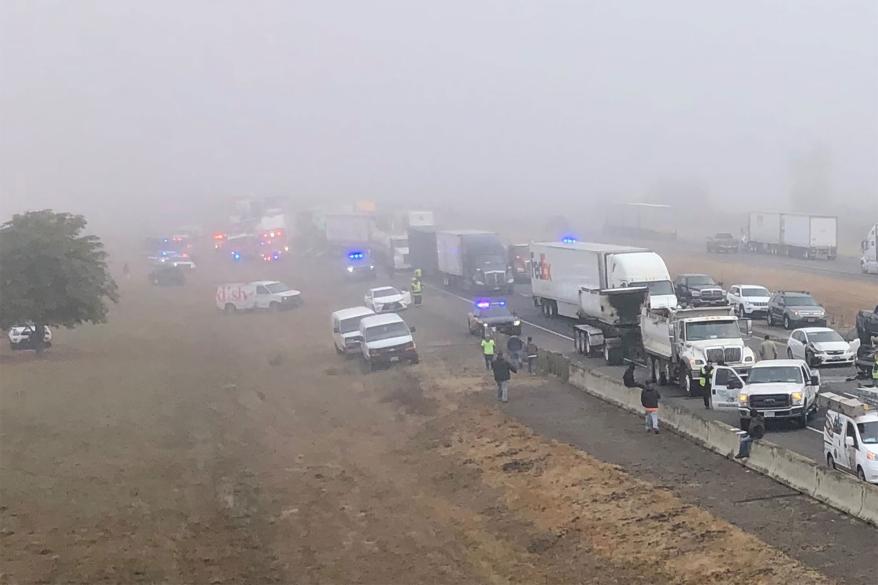 Heavy fog made driving on the Oregon highway more difficult, causing the pile-up on Oct. 19, 2022.