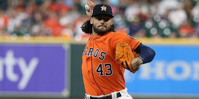 Lance McCullers Jr. of the Houston Astros pitches in the first inning against the Los Angeles Angels at Minute Maid Park Sept. 9, 2022, in Houston.