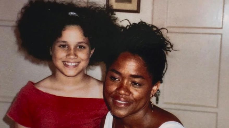 A picture of a young Meghan Markle and her mother.