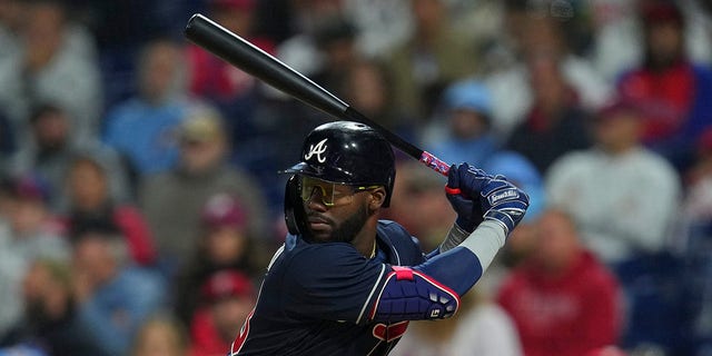 Michael Harris II of the Atlanta Braves bats against the Philadelphia Phillies at Citizens Bank Park Sept. 23, 2022 in Philadelphia.