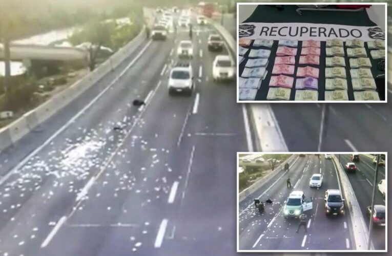 Robbers make it rain cash on a Chilean highway during police chase
