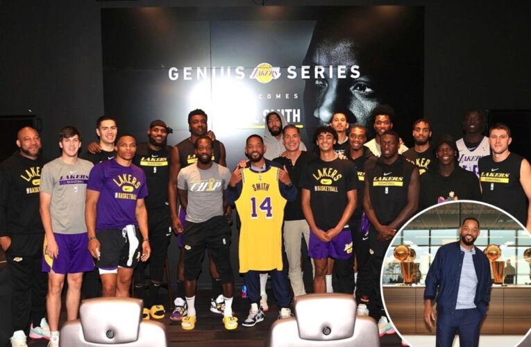 Will Smith talks about having ‘gratitude in times of great challenge’ during LA Lakers visit