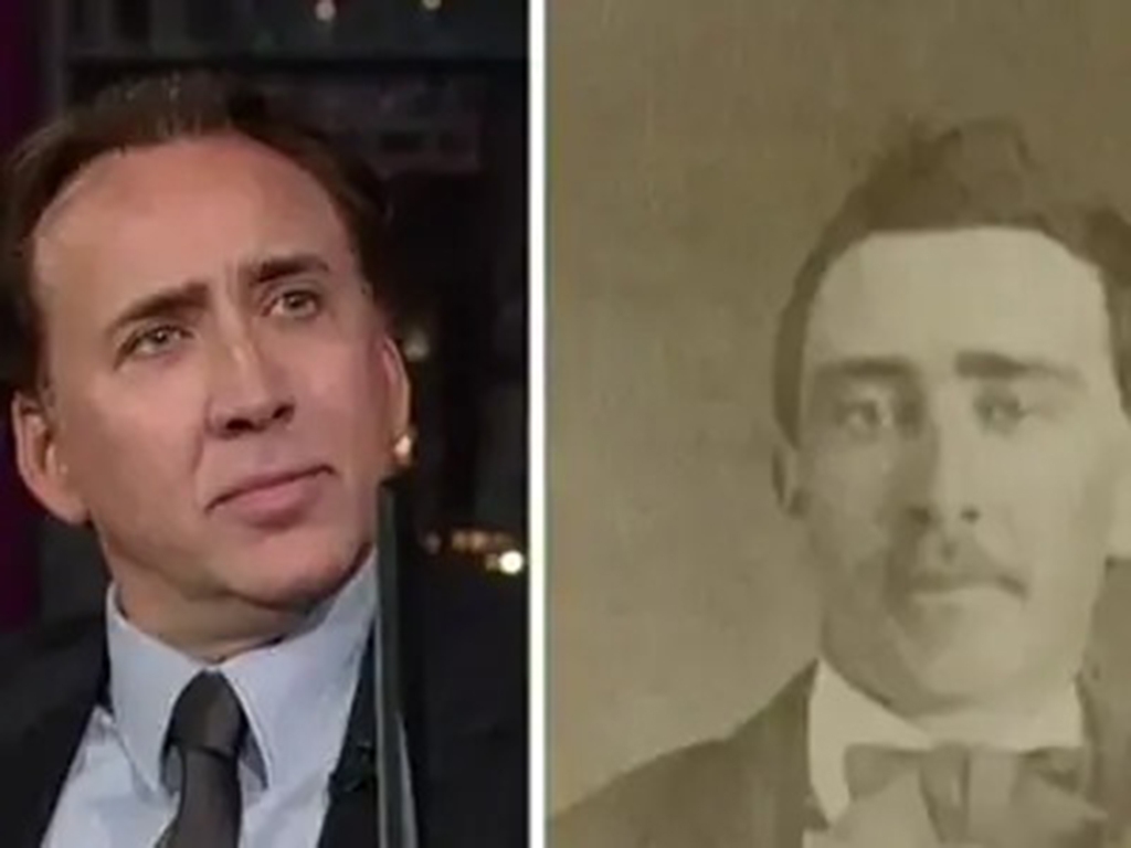 Actor Nicholas Cage strongly resembles a vintage photo from the late 1800.