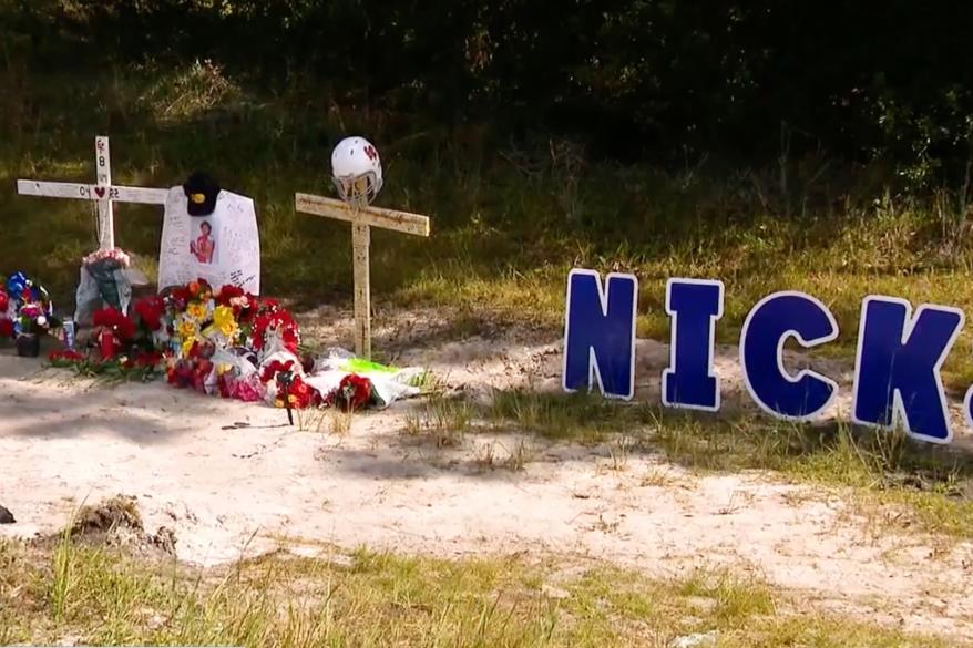 A makeshift memorial for Nick Miner.