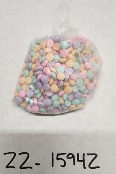 A bag of multicolored fentanyl.