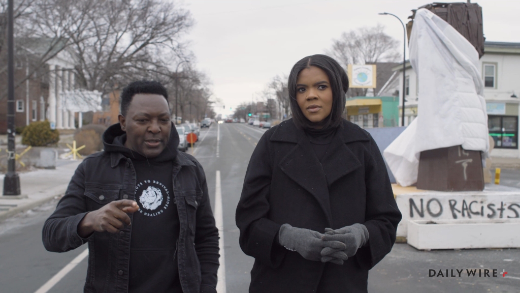 Pastor Charles Karuku (above, with Owens in the film) feels that BLM has not done enough to support the Minneapolis community and businesses hurt during the 2020 protests.
