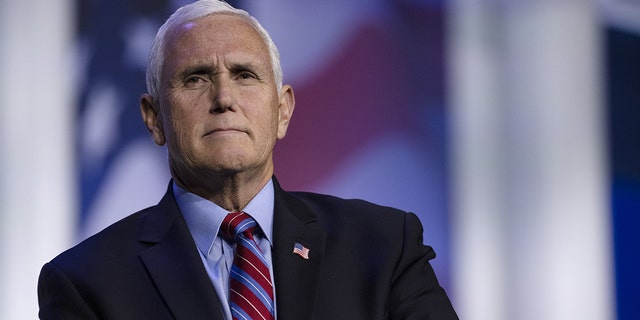 Former Vice President Mike Pence speaks during the Republican Jewish Coalition Annual Leadership Meeting in Las Vegas on Nov. 6, 2021.