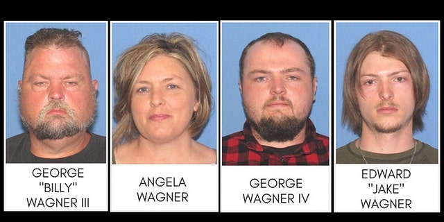 George "Billy" Wagner III, Angela Wagner, and sons George Wagner IV and Edward "Jake" Wagner were arrested Tuesday.