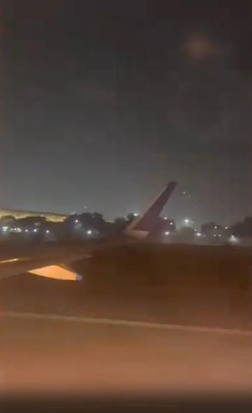 Plane takes off at Delhi Airport before going on fire.