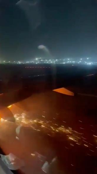 Plane takes off at Delhi Airport before going on fire.