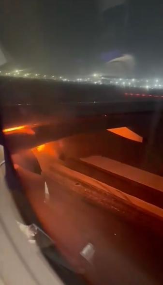 Plane takes off at Delhi Airport before going on fire.