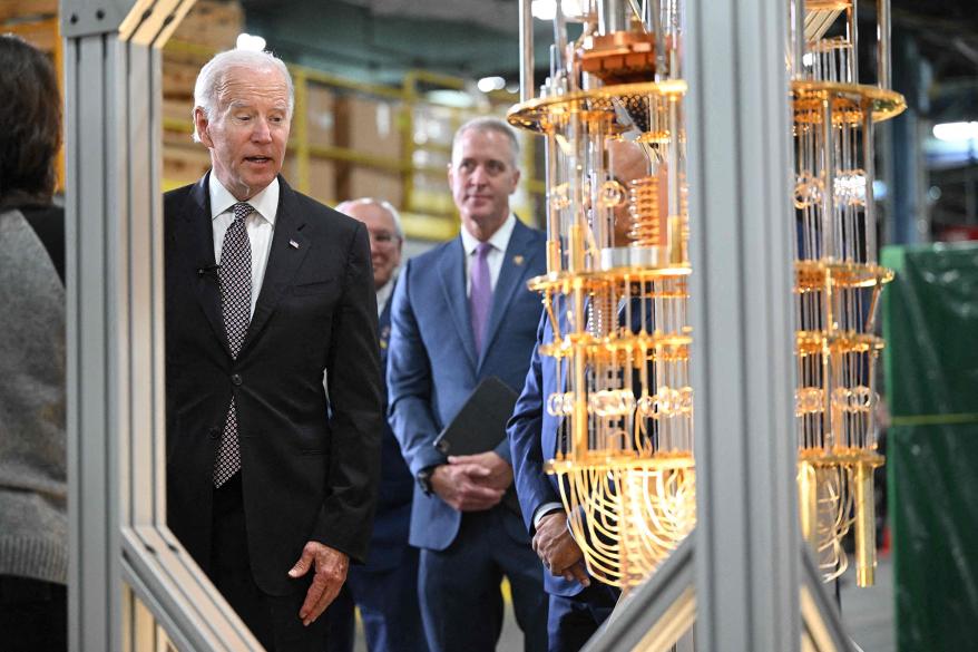 Biden on the tour of the IBM facility in Poughkeepsie.