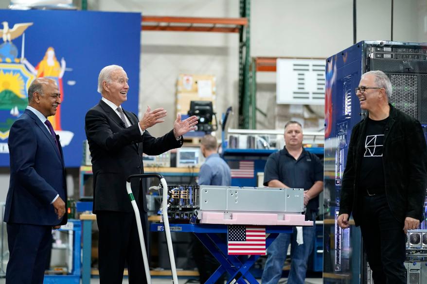 Biden touring the IBM plant.