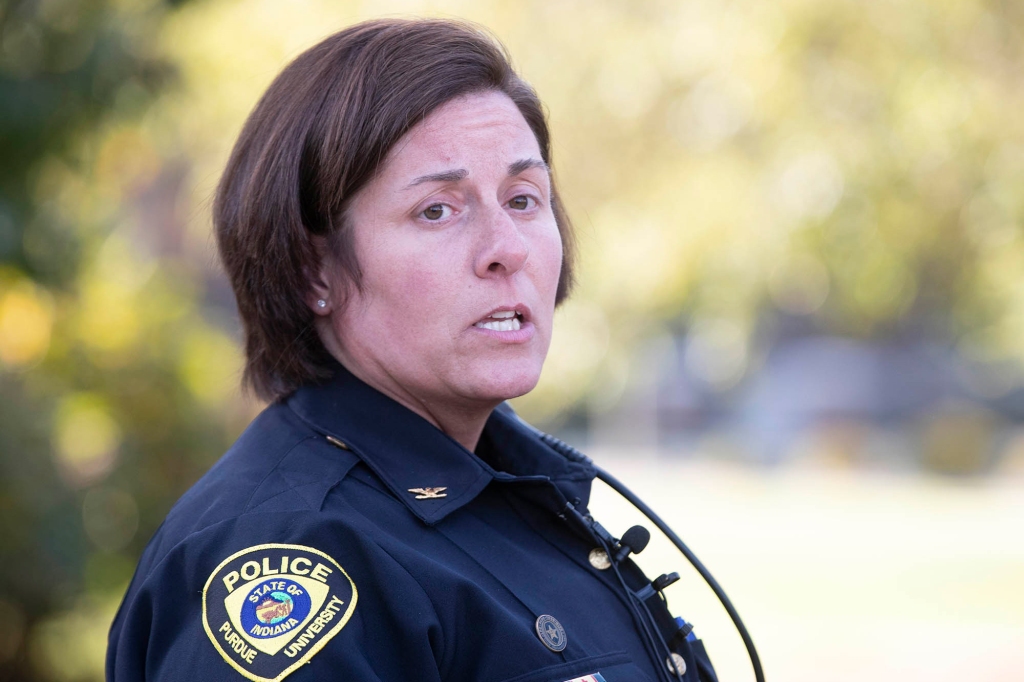 Purdue University Police Chief Lesley Wiete addresses the media after Varun Manish Chheda’s murder on Oct. 5, 2022.