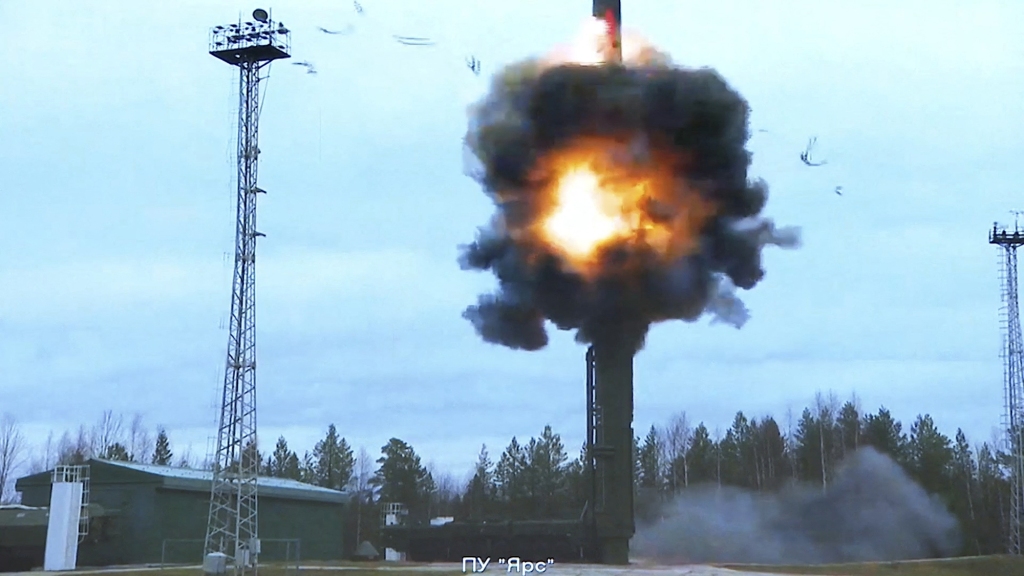 Russian military conducts drills simulating a nuclear strike by Russia. 