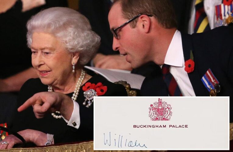 Queen Elizabeth’s sweet note to Prince William revealed