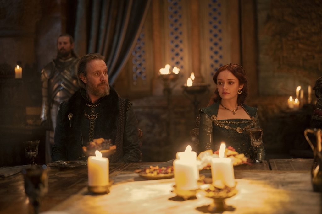 Otto (Rhys Ifans) and Alicent Hightower (Olivia Cooke) in "House of the Dragon." 