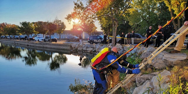 Police said that the man jumped over a railing into a pond and drowned.