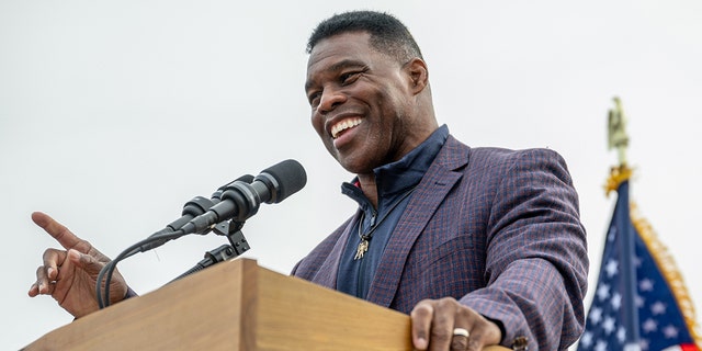 Republican U.S. Senate candidate Herschel Walker speaks to supporters at a campaign rally on Nov. 16, 2022, in McDonough, Georgia. 