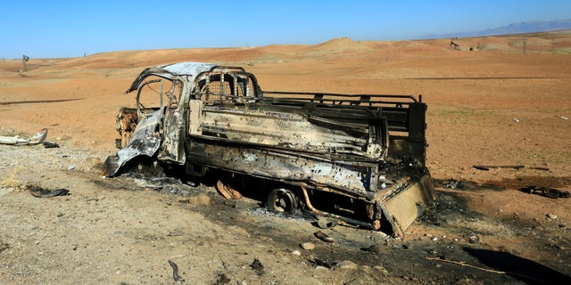 A view shows the aftermath of airstrikes, which Turkey's defense ministry says it carried out, in Derik, Syria, November 20, 2022.