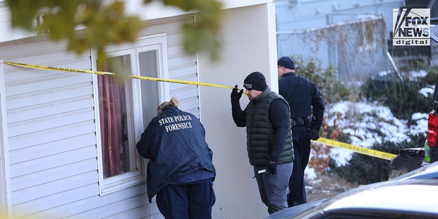 State police forensics look for clues in Moscow, Idaho on Monday, November 21, 2022. Four University of Idaho students who were slain on November 13 in this house.