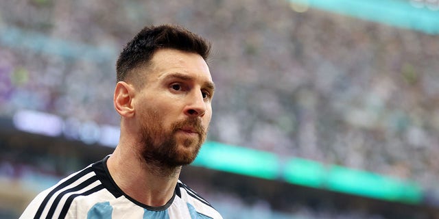 Lionel Messi of Argentina  during the FIFA World Cup Qatar 2022 Group C match between Argentina and Saudi Arabia at Lusail Stadium on November 22, 2022 in Lusail City, Qatar. 