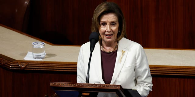 U.S. Speaker of the House Nancy Pelosi (D-CA) delivers remarks from the House Chambers of the U.S. Capitol Building on November 17, 2022 in Washington, D.C.