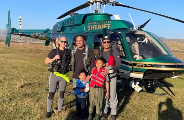 Video shows rescue of kayakers, including two children, after being swept out to sea in California