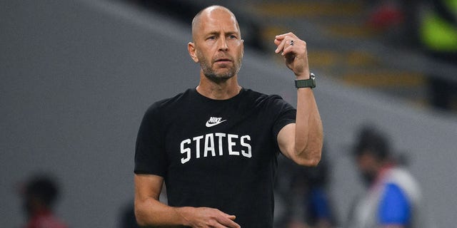 USA's coach Gregg Berhalter shouts instructions to his players during the World Cup Group B match against Wales at Ahmad bin Ali Stadium in Al Rayyan, Doha, on Nov. 21, 2022.