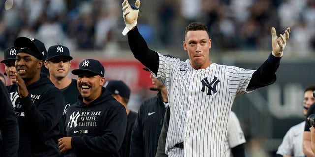 FILE - According to ESPN, the Yankees have offered Judge an eight-year deal worth "in the neighborhood" of $300 million.