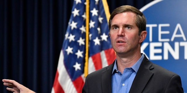 Kentucky Gov. Andy Beshear speaks during the opening day of the Kentucky State Legislature special session in Frankfort on Sept. 7, 2021. Beshear is seeking a second term.