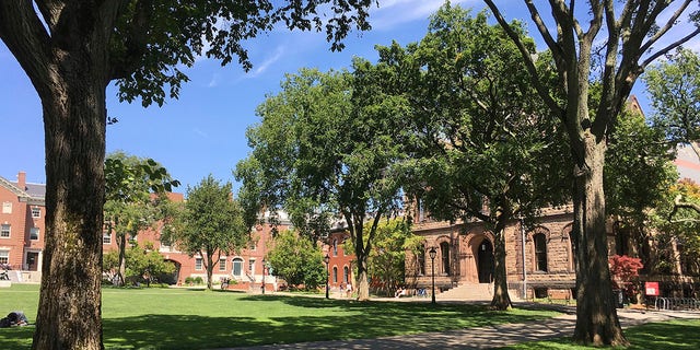 Sayles Hall and Campus at Brown University in Providence, Rhode Island.