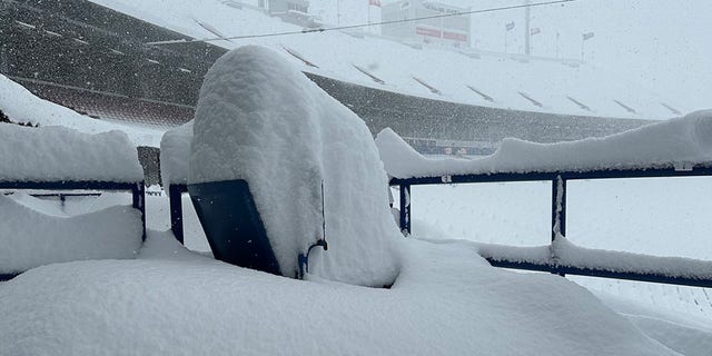 The Buffalo Bills shared pictures of Highmark Stadium as a massive snowstorm hit Western New York. 