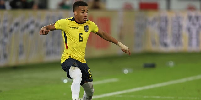 Byron Castillo of Ecuador during a match between Japan and Ecuador at Merkur Spiel-Arena Sept. 27, 2022. in Duesseldorf, Germany.