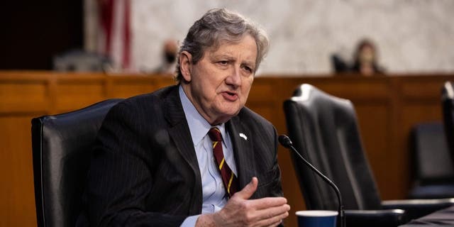 Sen. John Kennedy speaks at a Senate Judiciary Committee hearing.