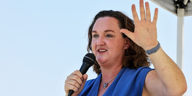 Rep. Katie Porter, D-Calif., conducts a town hall meeting at Mike Ward Community Park.