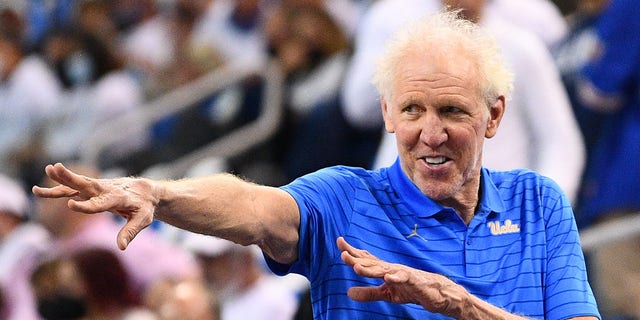 Former UCLA Bruins great Bill Walton looks on during a college basketball game between the Villanova Wildcats and the UCLA Bruins on Nov. 12, 2021 at Pauley Pavilion in Los Angeles.