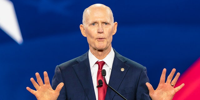 Republicans like Sen. Rick Scott of Florida are worried that borrowing more money to fight COVID would waste taxpayer resources. (Photo by Lev Radin/Pacific Press/LightRocket via Getty Images)