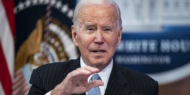 US President Joe Biden speaks while meeting with business and labor leaders in the Eisenhower Executive Office Building in Washington, DC, US, on Friday, Nov. 18, 2022. 