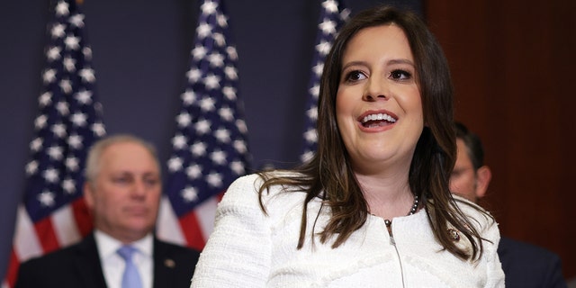 Rep. Elise Stefanik speaks to members of the press.