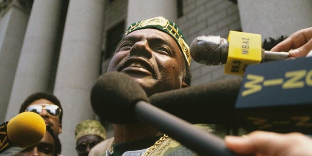 Former Black studies professor Leonard Jeffries outside a federal court in New York.