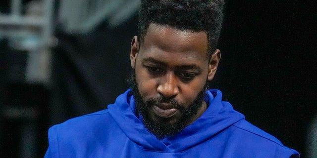 Golden State Warriors forward JaMychal Green, #1, during pregame warm-ups against the Charlotte Hornets at Spectrum Center in Charlotte, North Carolina, Oct. 29, 2022.