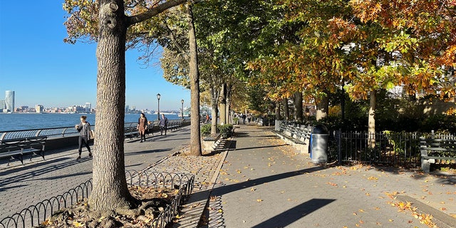 Hudson River Greenway Running Path in New York City. 