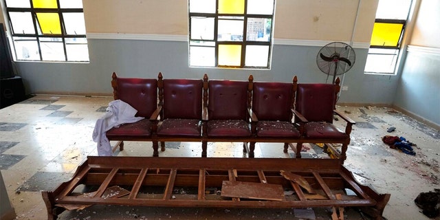 A view of the St. Francis Catholic Church in Owo, Nigeria, June 6, 2022, a day after an attack targeted worshipers.